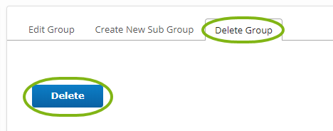 Delete Group tab with Delete button available.