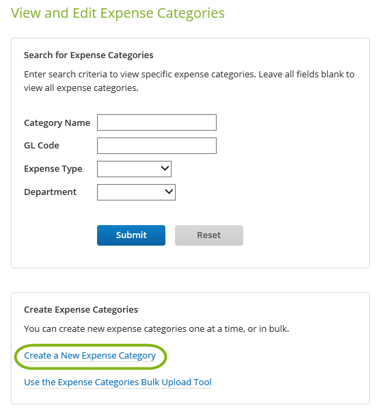 Create a New Expense Category