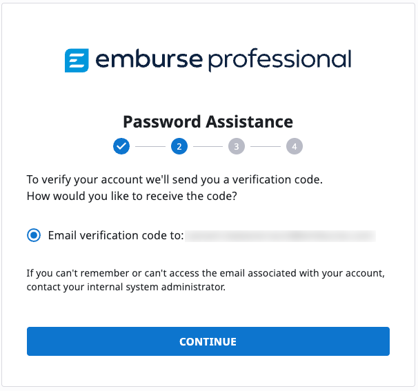 Message indicating that a verification code will be sent to the email address associated with the account.