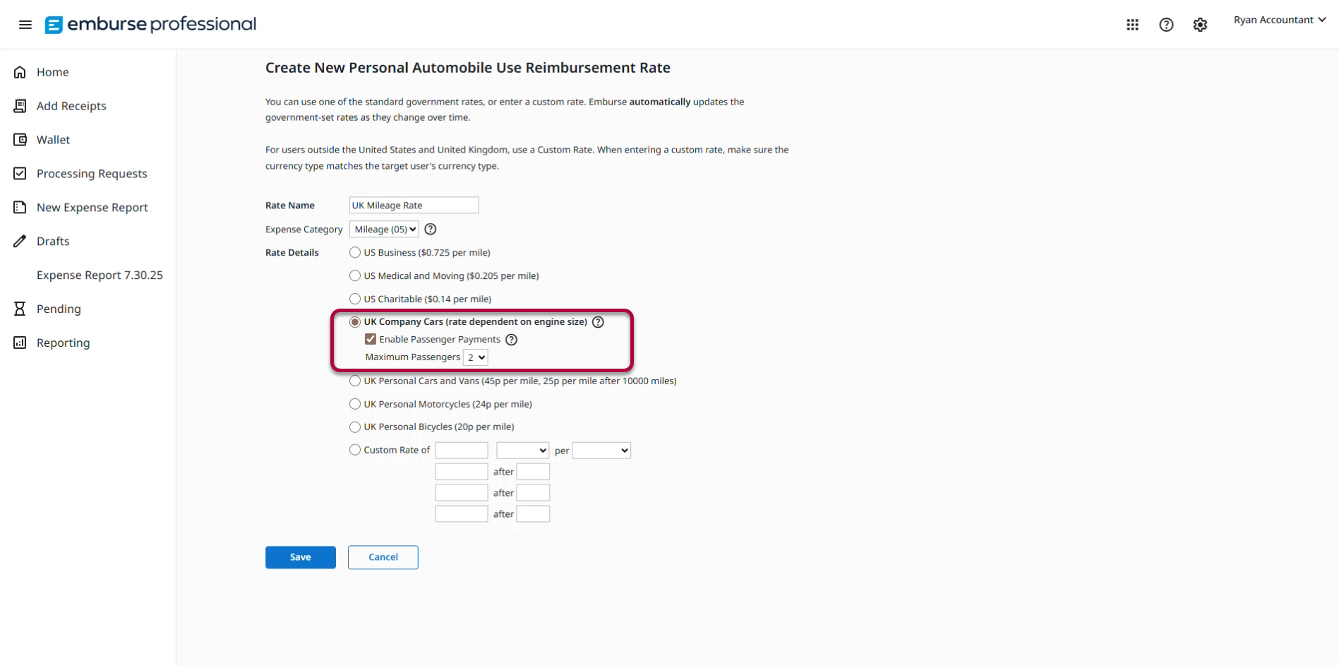 Passenger payments settings showing Enable Passenger Payments option and Maximum Passenger field.