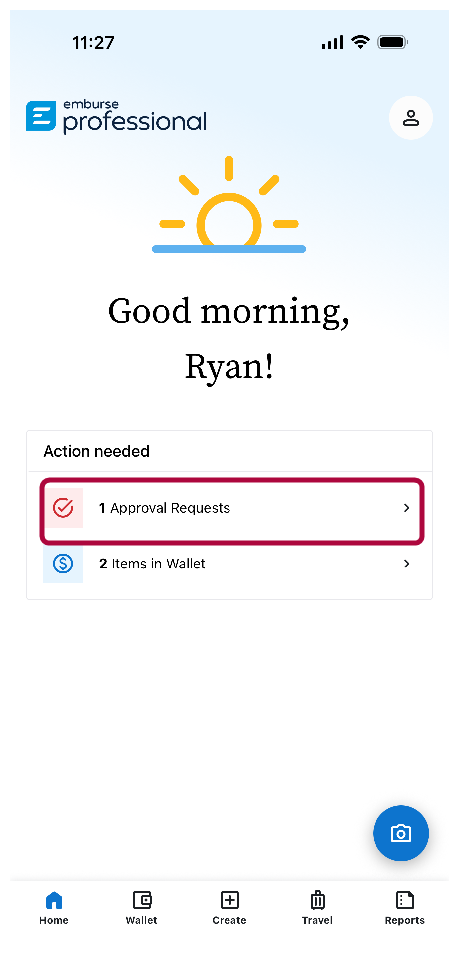 Approval Requests screen for approver