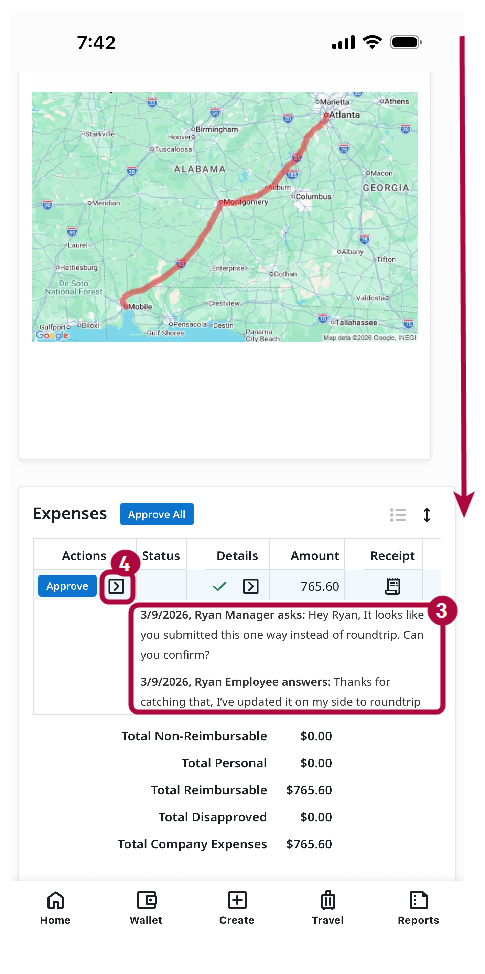 Other Actions menu showing Approve and Disapprove options