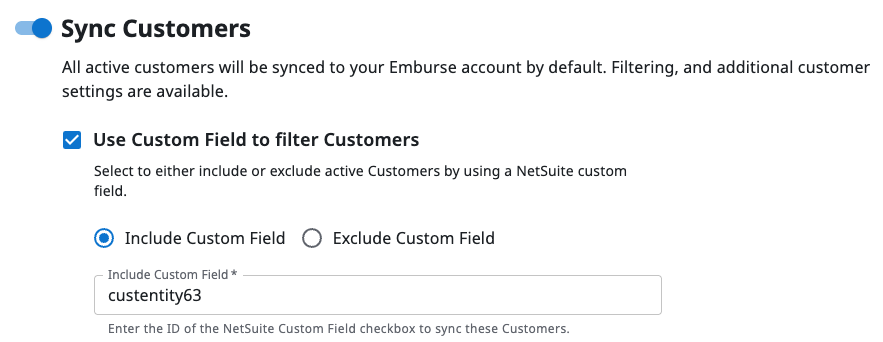 Custom field include and exclude options for Customer and Project values