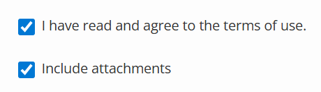 Options to agree to terms and include attachments