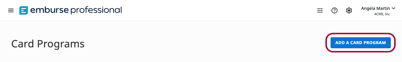 Add A Card Program option on the card programs page
