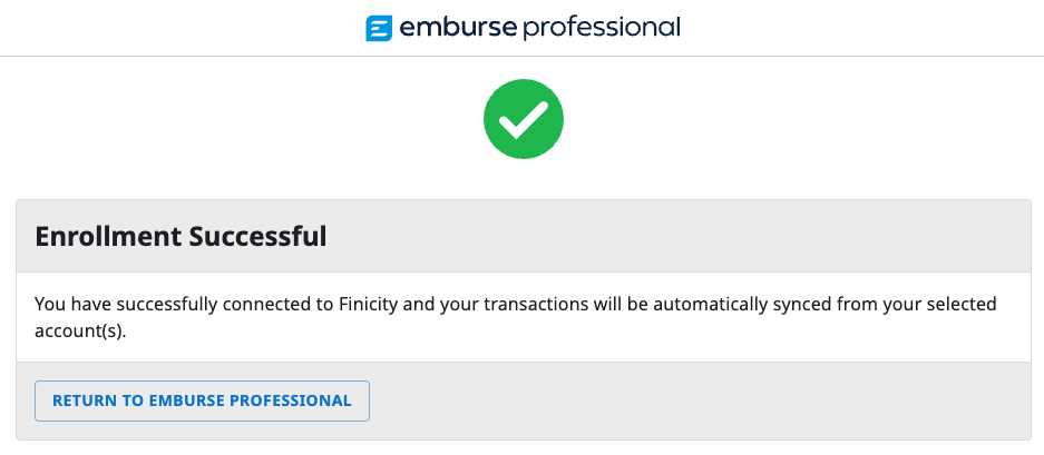 Return to Emburse Professional option