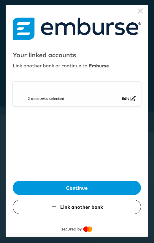 Financial institution authentication screen