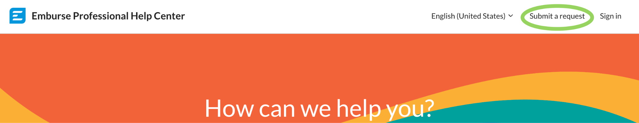 Submit a Request link in the Emburse Professional Help Center