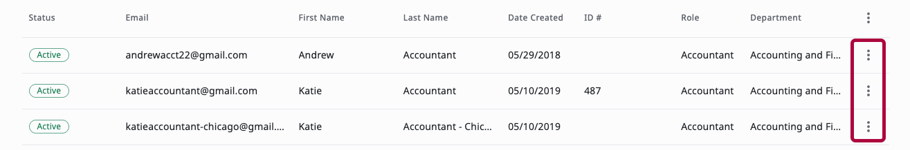 More Actions button next to a user on the Manage Users page