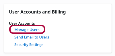 Manage Users option in Settings