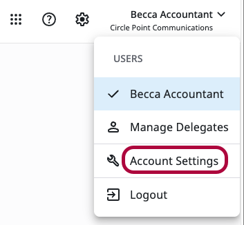 Account menu with Account Settings available