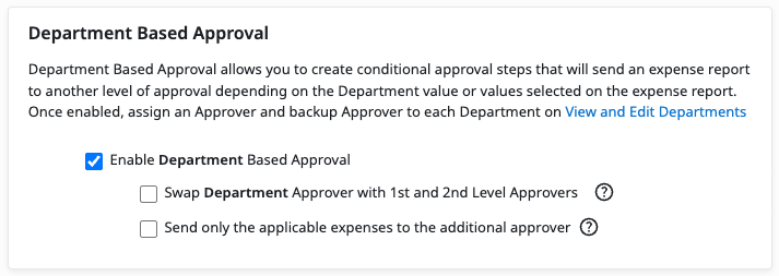 Swap Approver and Applicable Expenses options