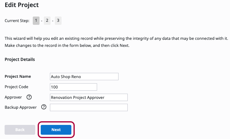 GLD value confirmation screen with Next option