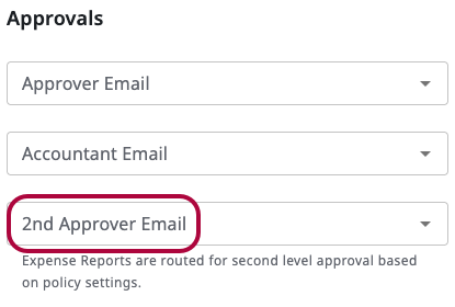 Approvals section with the Second Approver field