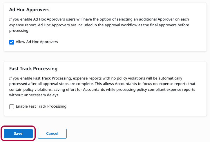 Save option at the bottom of the workflow settings