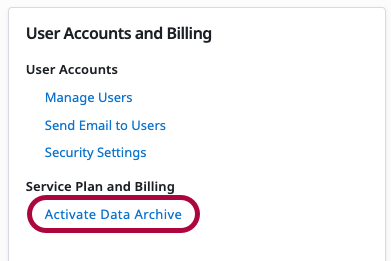 Activate Data Archive option
