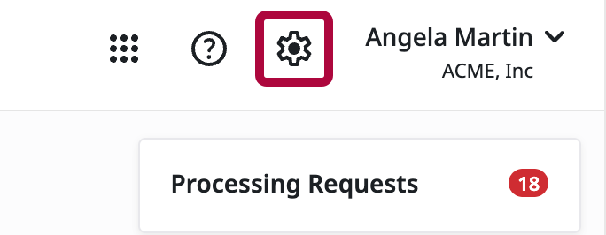 Settings option on the Emburse Professional home page